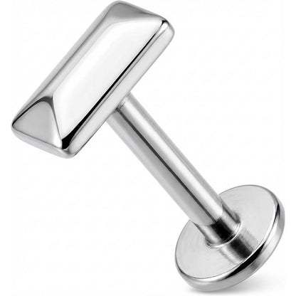 Titanium Labret Beveled Rectangular Bar Top Internally Threaded