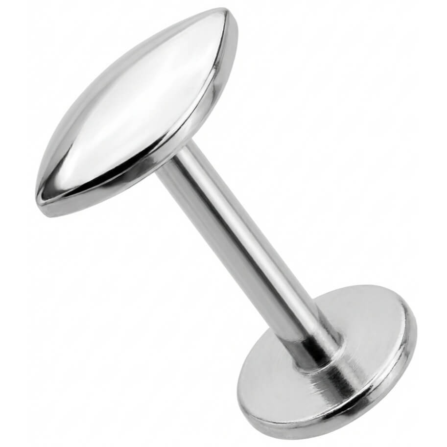 Titanium Labret Solid Marquise Shape Top Internally Threaded