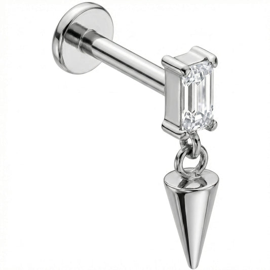 Titanium Labret Top 3 Marquise 2 Round Zirconia Cluster Internally Threaded