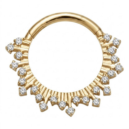 Titanium Ring Sun Zirconia Clicker