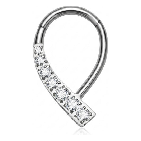 Titanium Ring Teardrop Zirconias Clicker