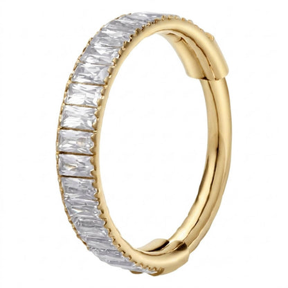 Titanium Ring Baguette Zirconia Clicker