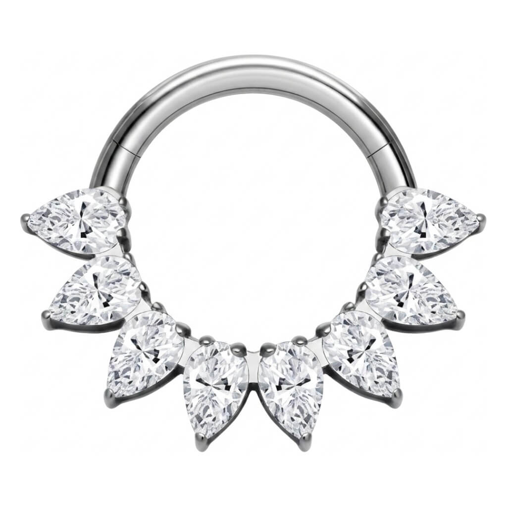Titanium Ring Teardrop Zirconias Clicker