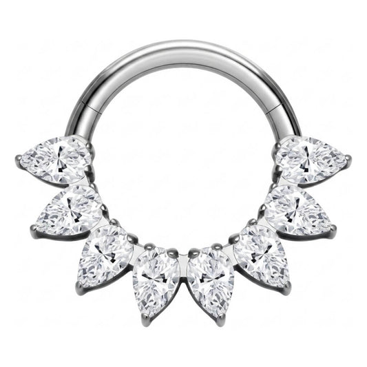 Titanium Ring Teardrop Zirconias Clicker