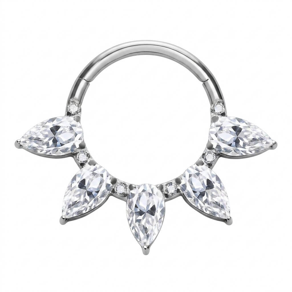 Titanium Ring 5 Marquise Zirconias Clicker