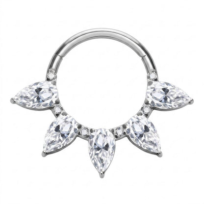 Titanium Ring 5 Marquise Zirconias Clicker