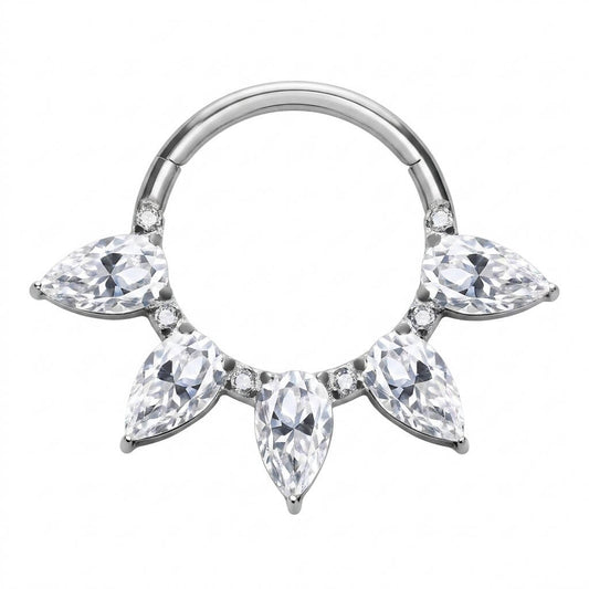 Titanium Ring 5 Marquise Zirconias Clicker