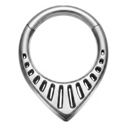 Titanium Ring Tribal Teardrop Clicker