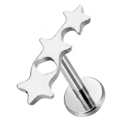 Titanium Labret Three Stars Internally Threaded