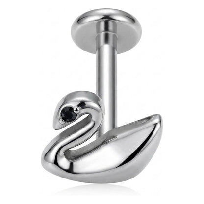 Titanium Labret Swan Zirconia Internally Threaded