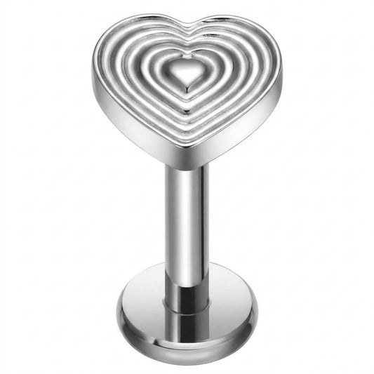 Titanium Labret Heart Internally Threaded