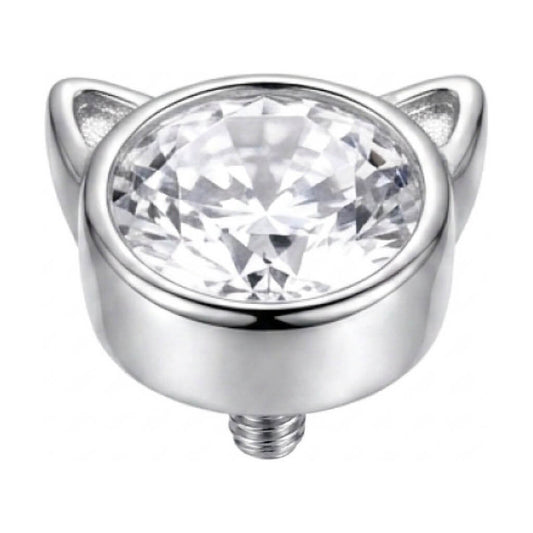 Titanium Top Cat Ears Round Stone Internally Threaded