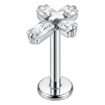 Titanium Labret Cross Zirconia Internally Threaded
