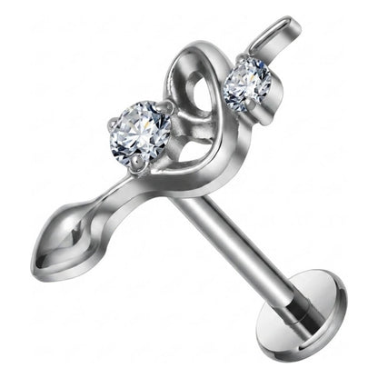 Titanium Labret Treble Clef Zirconia Internally Threaded