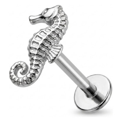 Titanium Labret Seahorse Internally Threaded