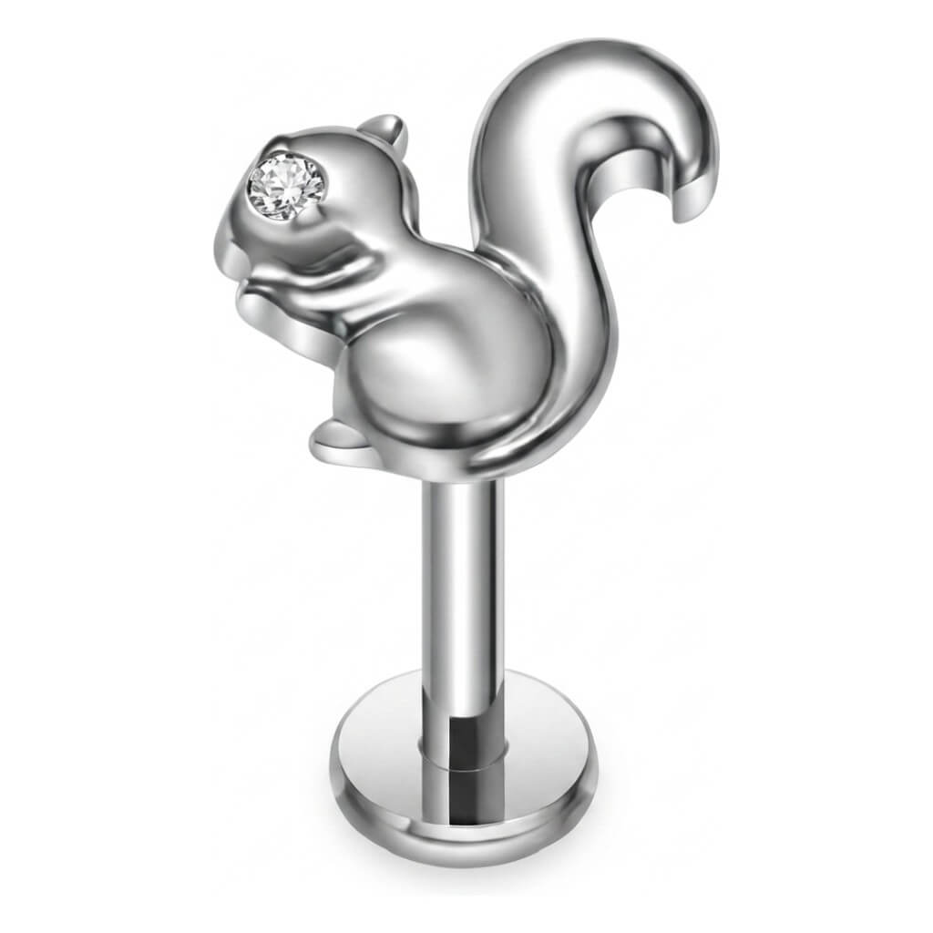Titanium Labret Squirrel Zirconia Internally Threaded