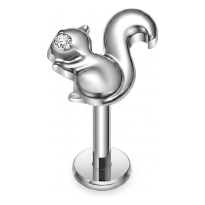 Titanium Labret Squirrel Zirconia Internally Threaded