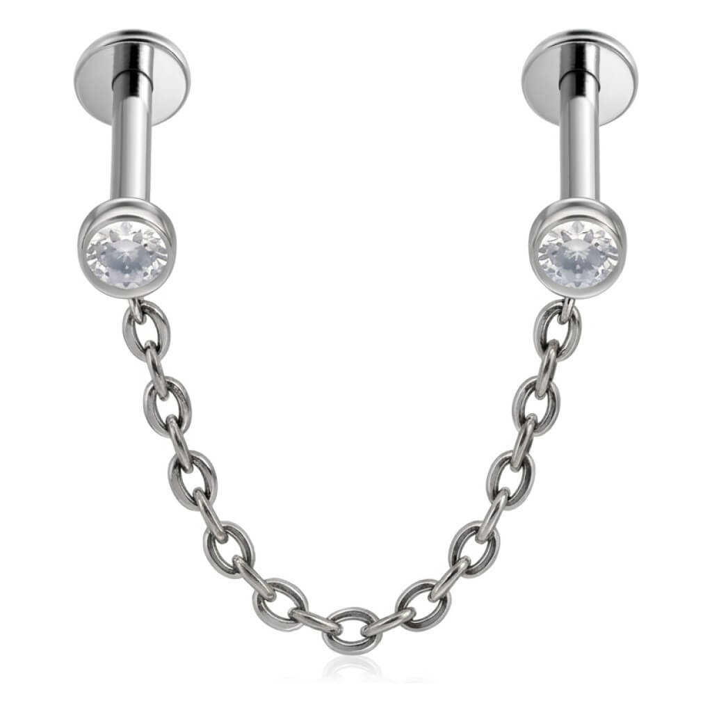 Titanium Labret Chain Zirconia Internally Threaded