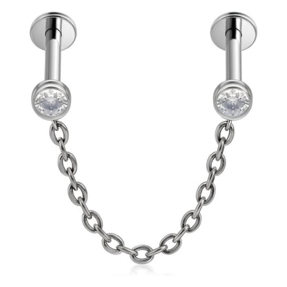 Titanium Labret Chain Zirconia Internally Threaded