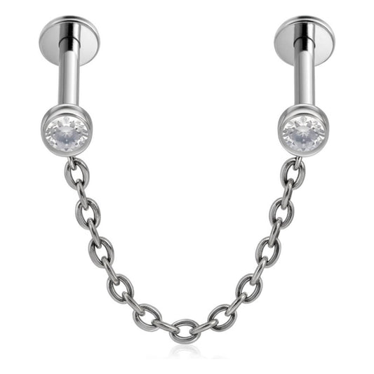Titanium Labret Chain Zirconia Internally Threaded