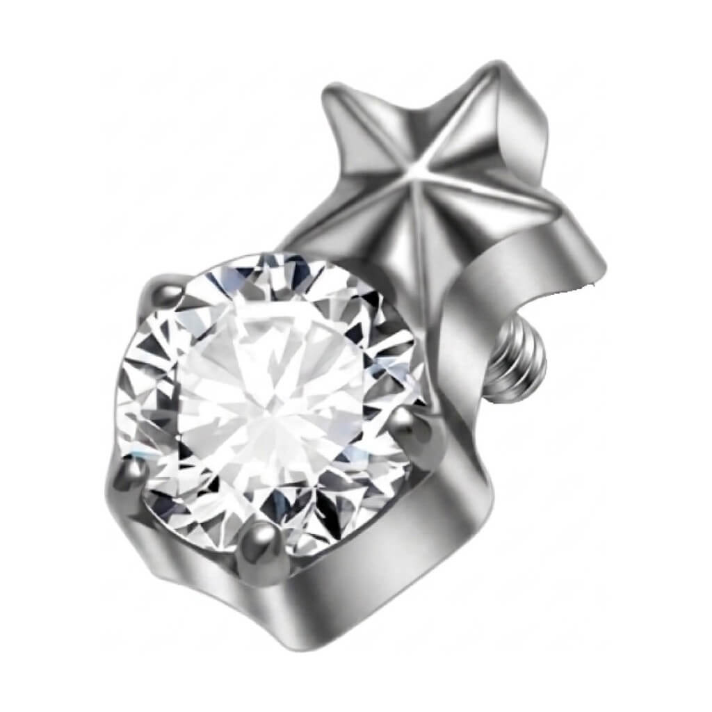 Titanium Top Star Beside Round Stone Internally Threaded
