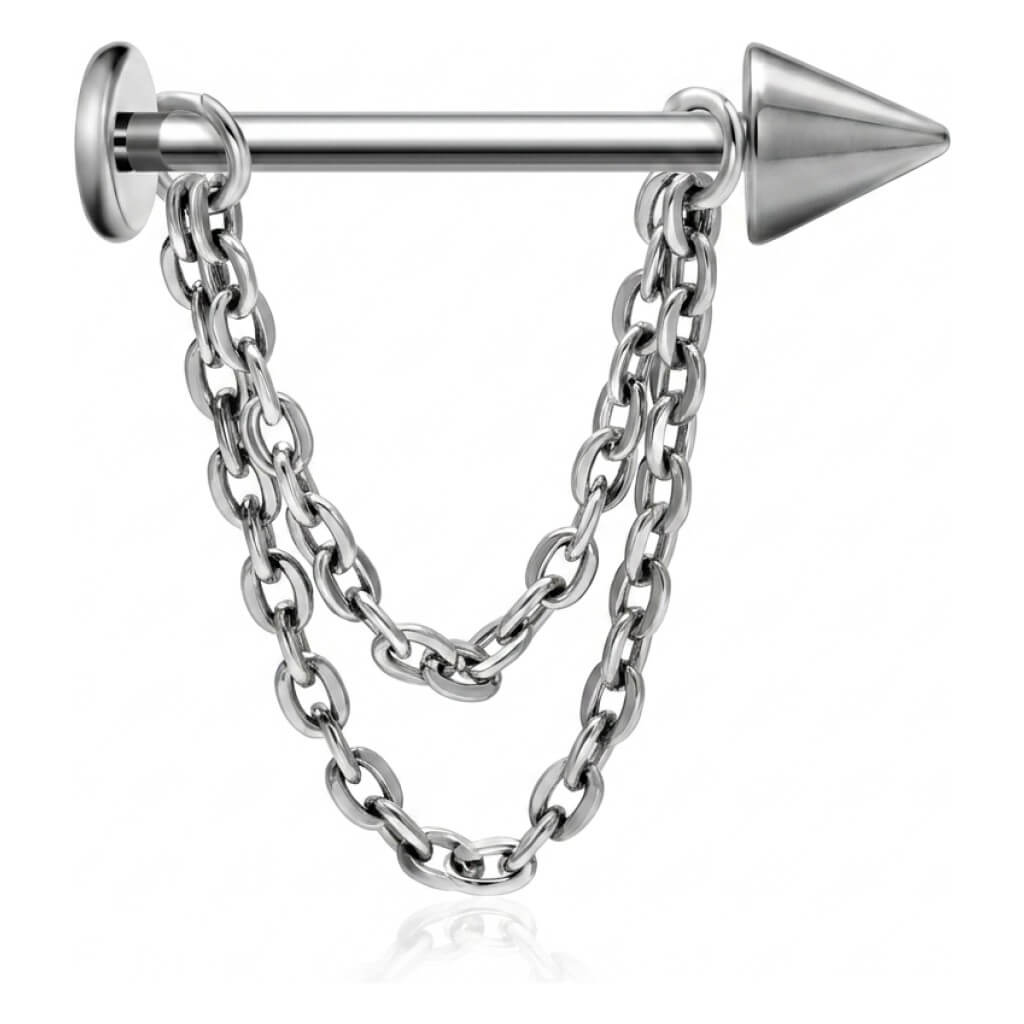 Titanium Labret Spike Double Chain