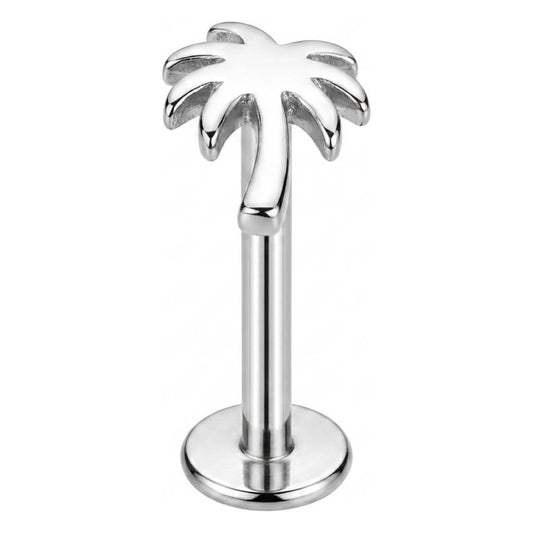 Titanium Labret Palm Tree Internally Threaded