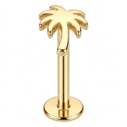 Titanium Labret Palm Tree Internally Threaded