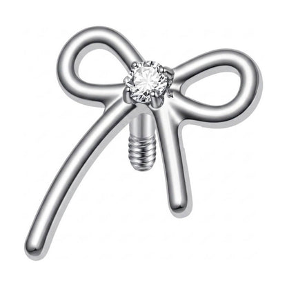 Titanium Top Ribbon Bow With Stone Internally Threaded