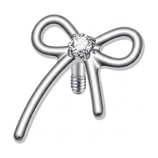 Titanium Top Ribbon Bow With Stone Internally Threaded