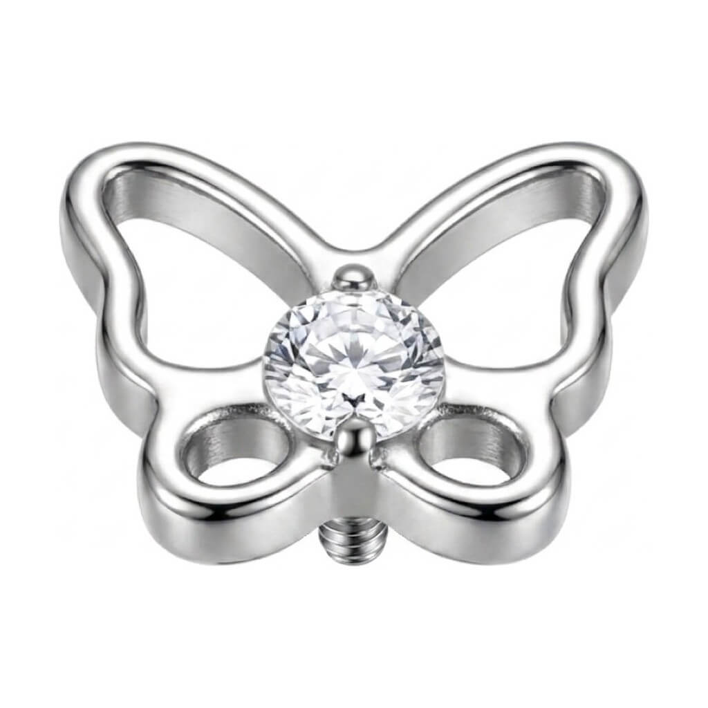 Titanium Top Butterfly With Center Stone Internally Threaded