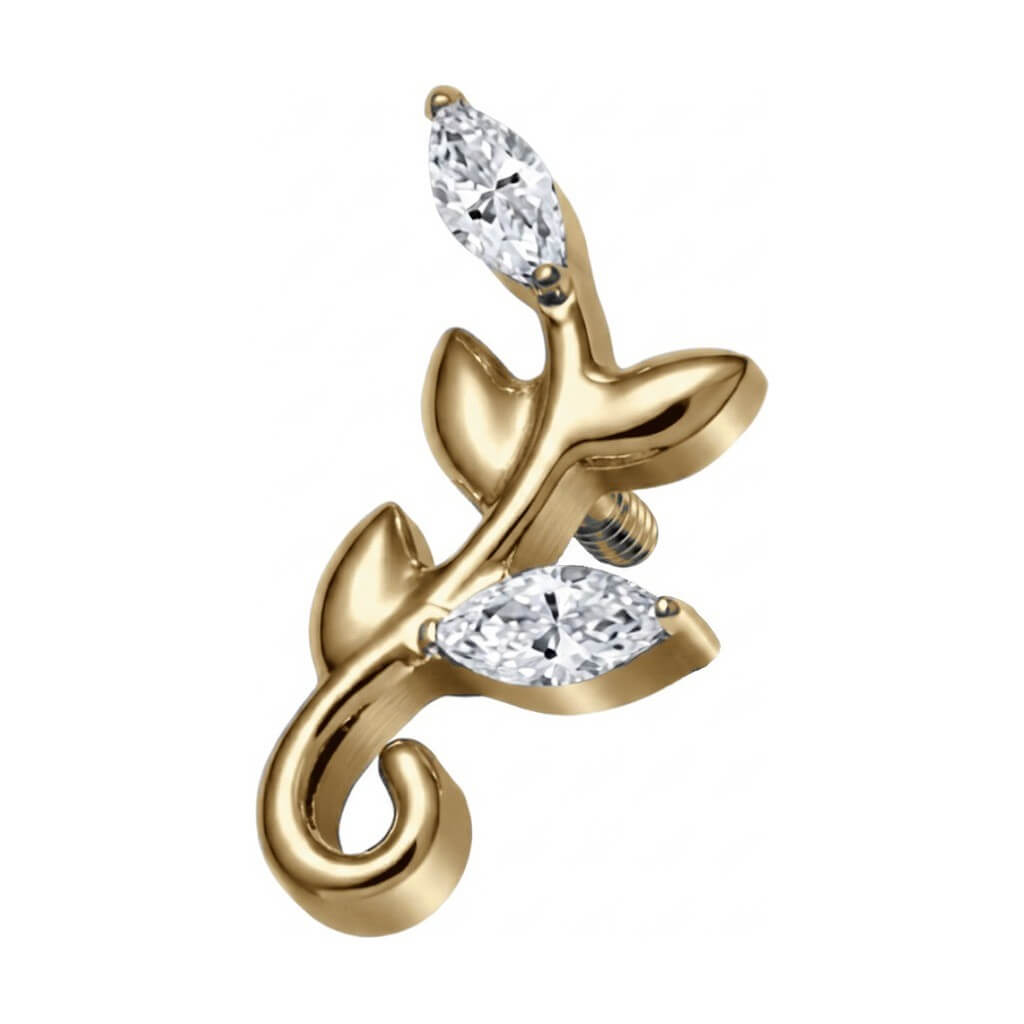 Titanium Top Curved Vine With Marquise Stones Internally Threaded