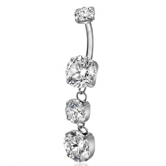 Titanium Belly Button Piercing Zirconia Dangle Internally Threaded