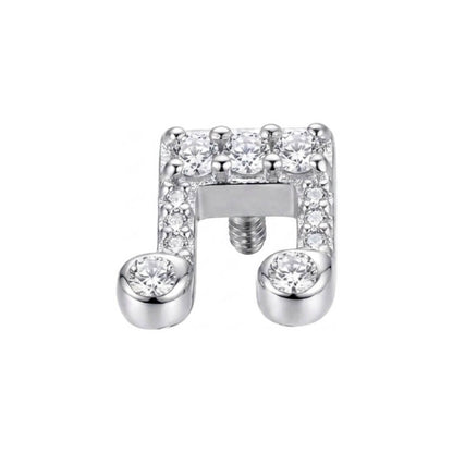 Titanium Top Double Music Note With Stones Internally Threaded