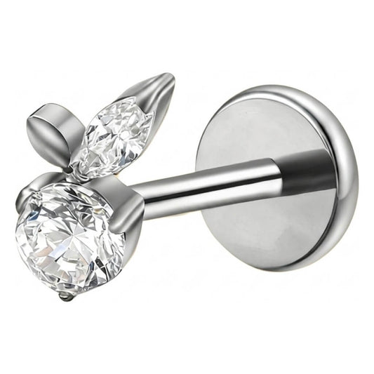 Titanium Labret Marquise Leaf Zirconia Internally Threaded